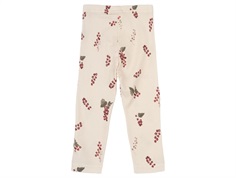 Råhvide leggings fra Petit Piao med print af røde sommer ribs PP202 Berry bagfra
